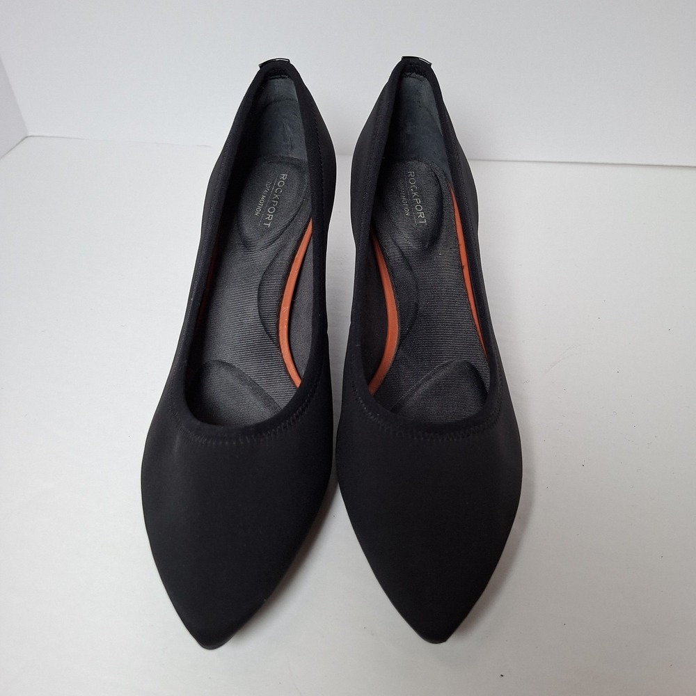 Sz 7.5 M Rockport Women's Total Motion Kaiya Pump Shoe, Black Stretch Knit